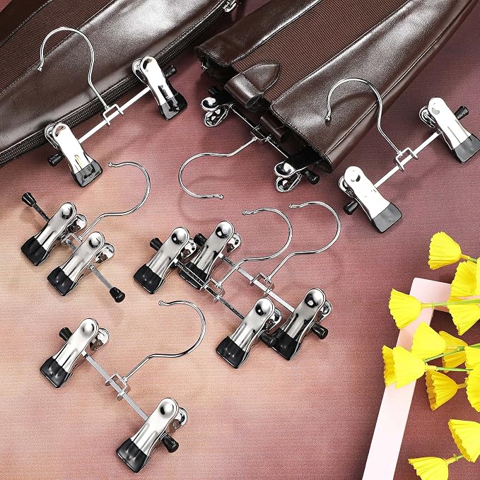 Yinkin 50 Pcs Boot Hangers Double Adjustable Clips Space Saving Pants Travel Portable Hanger Hanging Boot Organizer for Bags Clothes Laundry Home Socks Hat