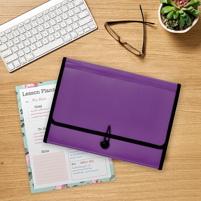 Avery Expanding File Folder Organizer, 7-Pocket Accordion File Organizer, Plum, Holds 425 Letter/A4-Size Sheets (73552) (Pack of 8)