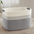 100L Large Woven Laundry Basket Hamper with Leather Handles,Grey | 24"x16"x16", collapsible wicker hamper, storage for dirty clothes, toys, blankets, gifts, living room, bedroom, bathroom