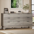 BORNOON 63" Long Dresser for Bedroom, 9-Drawer Fluted Dresser, Extra-Wide Wood Chest of Drawers with Smooth Metal Slides, Stable Base, Modern Clothes Storage Cabinet for Living Room, Hallway, Nursery