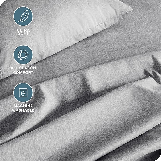 Bare Home Full Sheet Set - Luxury 1800 Ultra-Soft Microfiber Double Brushed - Deep Pockets - Easy Fit - 4 Piece Set - Bedding Sheets & Pillowcases (Full, Heathered Charcoal)