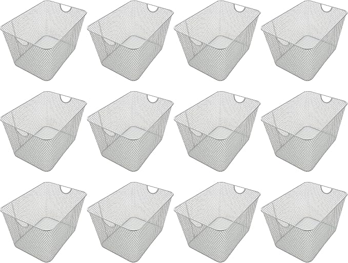 YBM HOME Kitchen Pantry Organizer Wire Baskets for Shelves, Cabinets, Pantry, Countertop, Mesh Open Storage Bin Metal Basket for Organizing Food Supplies, 12 Pack, 14x10x8.8
