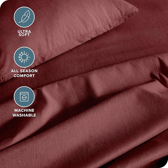 Bare Home King Sheet Set - Luxury 1800 Ultra-Soft Microfiber Double Brushed - Deep Pockets - Easy Fit - 4 Piece Set - Bedding Sheets & Pillowcases (King, Heathered Rose)