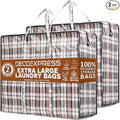 2 Pack Heavy Duty Moving Bags with Strong Zipper & Carrying Handles, 107L/ 28 gal Large Durable Clothes Storage Totes, 88 lbs Packing Moving Boxes, Closet Organizers and Storage (29.9x23.2x29.4 IN)
