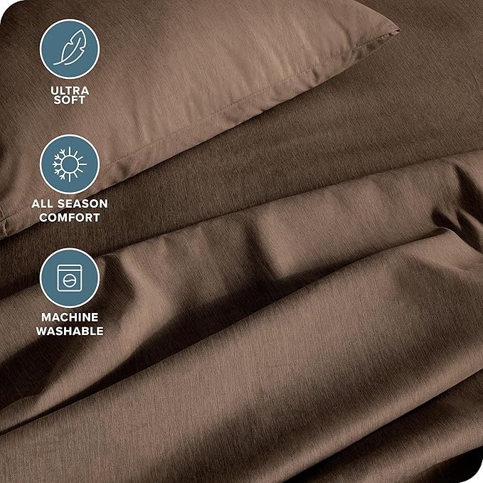 Bare Home Split King Sheet Set - 1800 Ultra-Soft Microfiber Double Brushed - Deep Pockets - Easy Fit - 5 Piece Set - Bed Sheets (Split King, Heathered Taupe)