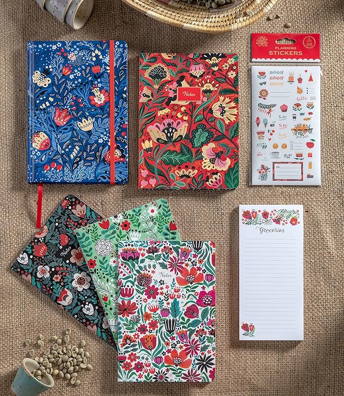 High Note Personal Planning Notebook, Dinara’s Vibrant Floral, Non-Dated Spiral Planner with 144 Lined Pages, 6 x 8.25 Journal for Tasks, Goals, and Notes