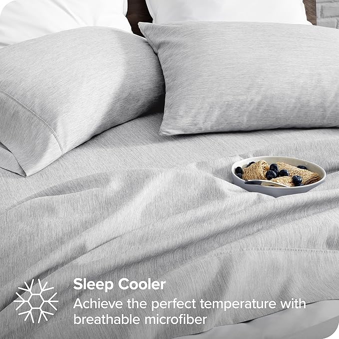 Bare Home Full Sheet Set - Luxury 1800 Ultra-Soft Microfiber Double Brushed - Deep Pockets - Easy Fit - 4 Piece Set - Bedding & Pillowcases (Full, Heathered Pewter)