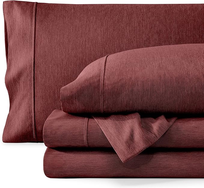 Bare Home Split Head Flex King Sheet Set - 1800 Ultra-Soft Microfiber Sheets - Double Brushed - Deep Pockets - Easy Fit - 4 Piece Set - FlexTop Bed Sheets (Split Head Flex King, Heathered Rose)