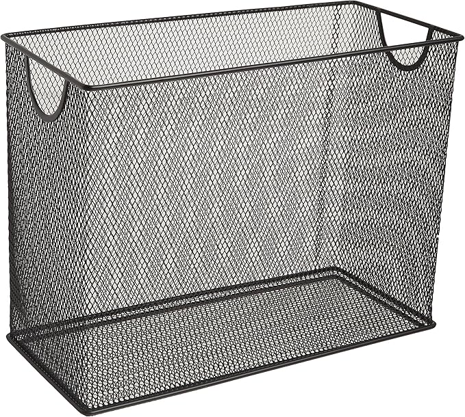 U Brands Desktop Hanging File Organizer, Black Mesh Metal, 5.5" D x 9.53" W x 12.4" H, Letter Size, Steel Wire Document & Folder Organizer for Office Desk, Home, Classroom