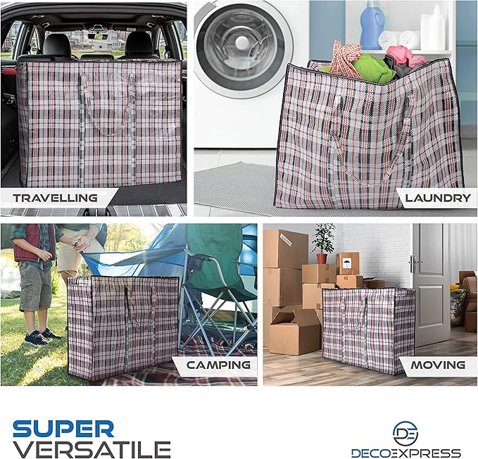 2 Pack Heavy Duty Moving Bags with Strong Zipper & Carrying Handles, 107L/ 28 gal Large Durable Clothes Storage Totes, 88 lbs Packing Moving Boxes, Closet Organizers and Storage (29.9x23.2x29.4 IN)