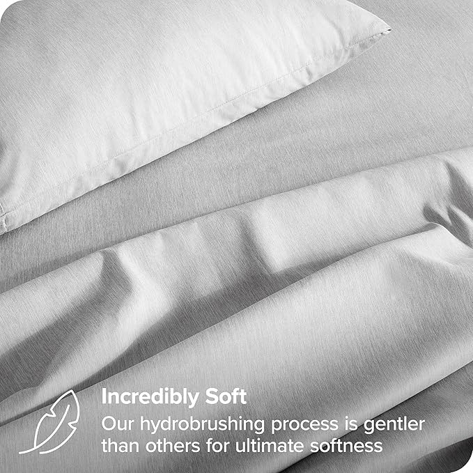 Bare Home Full Sheet Set - Luxury 1800 Ultra-Soft Microfiber Double Brushed - Deep Pockets - Easy Fit - 4 Piece Set - Bedding & Pillowcases (Full, Heathered Pewter)