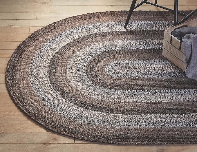 | Night Shadow Premium Braided Collection | Primitive, Rustic, Country, Farmhouse Style | Jute/Cotton | 30 Days Risk Free | Accent Rug/Door Mat | 22"x72" Oval