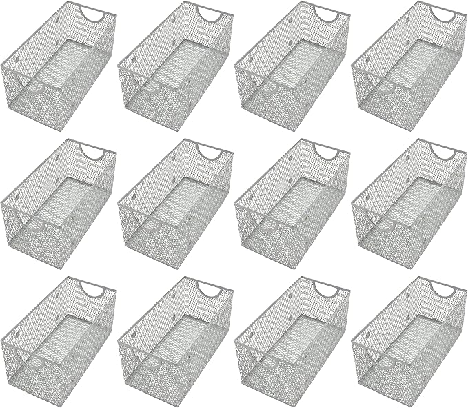 YBM Home Wire Mesh Storage Basket Organizer for CD and DVDs - 12 Pack
