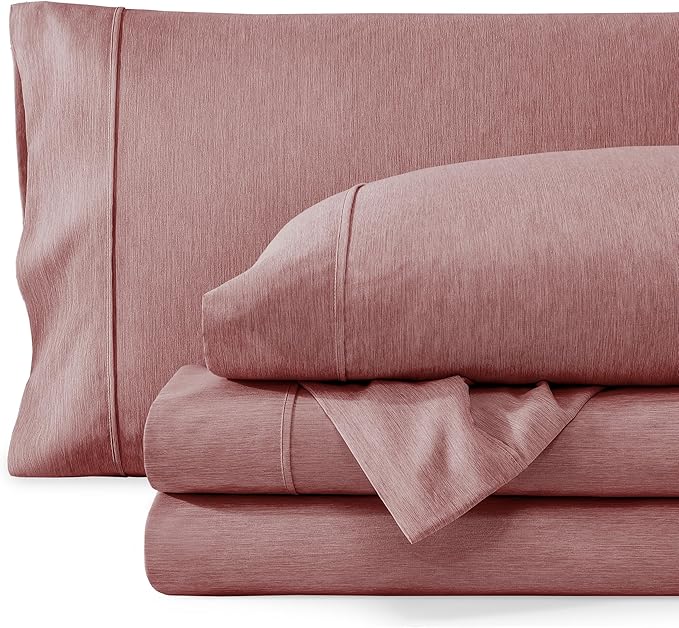 Bare Home King Sheet Set - Luxury 1800 Ultra-Soft Microfiber Double Brushed - Deep Pockets - Easy Fit - 4 Piece Set - Bedding Sheets & Pillowcases (King, Heathered Rosewood)