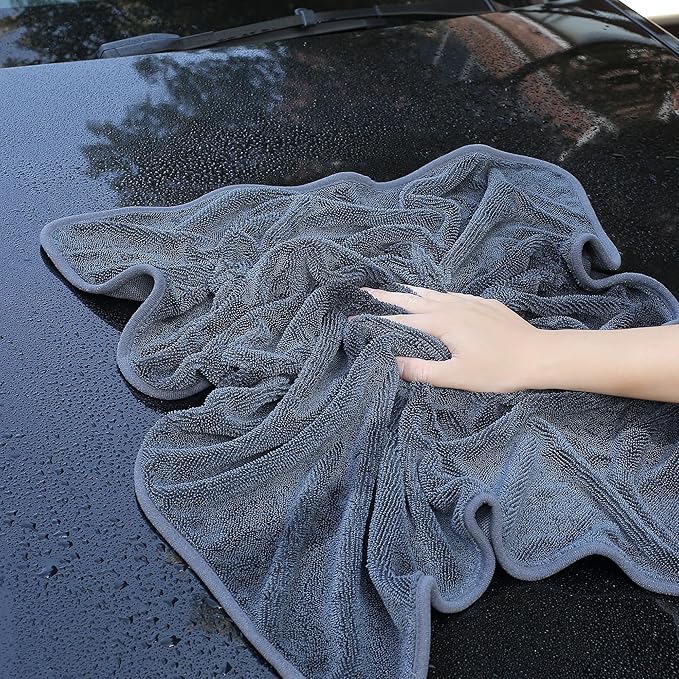 JOYMOOP Microfiber Towels for Cars, 2 Pack 35.4" x 23.6" Car Drying Towel, Dark Gray Reusable Car Towel, Quick Drying Car Microfiber Cleaning Cloth for RVs, SUVs, Trucks